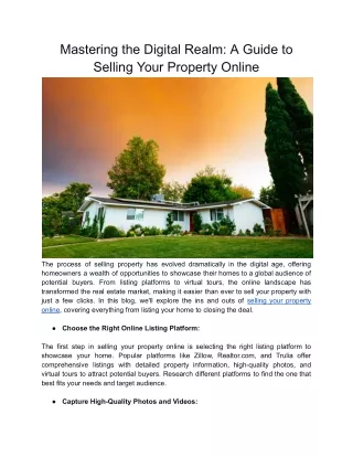 Mastering the Digital Realm_ A Guide to Selling Your Property Online