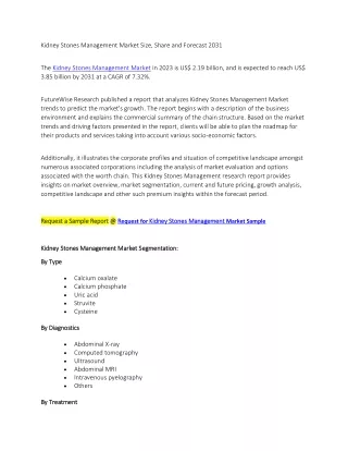 Kidney Stones Management Market Size, Share and Forecast 2031