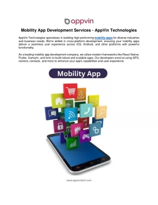 Mobility App Development Services by Appvin Technologies