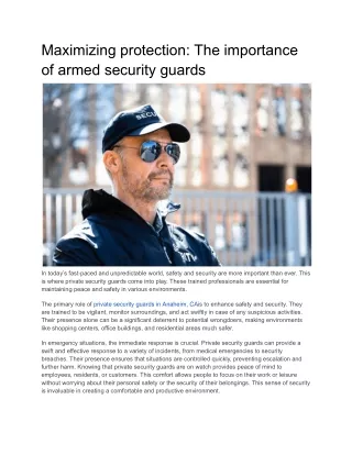 Maximizing protection_ The importance of armed security guards