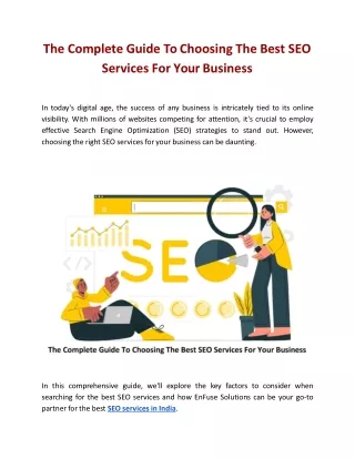 The Complete Guide To Choosing The Best SEO Services For Your Business