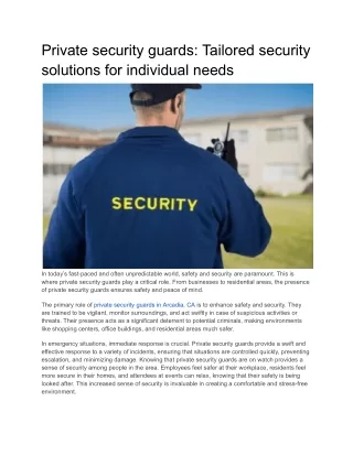 Private security guards_ Tailored security solutions for individual needs