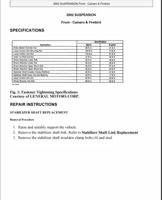 1998 Chevrolet Camaro Service Repair Manual