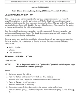 1998 Chevrolet S-10 Pickup Service Repair Manual