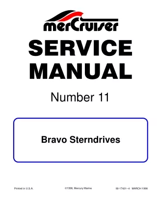 Mercruiser #11Bravo Transom Assembly (Standard) Service Repair Manual SNB673048 and Above