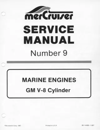 Mercruiser Marine Engines #9 GM V-8 Cylinder Service Repair Manual