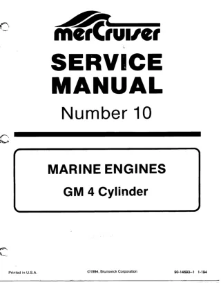 Mercruiser Marine Engines #10 GM 4 Cylinder Model MCM 140 Alpha I Service Repair Manual→0A484073 to 0B450800