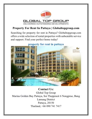 Property For Rent In Pattaya | Globaltopgroup.com