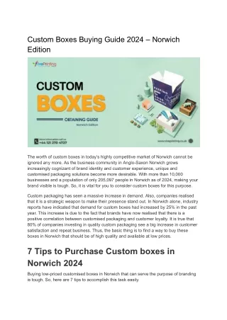 Custom Boxes Buying Guide 2024 – Norwich Edition