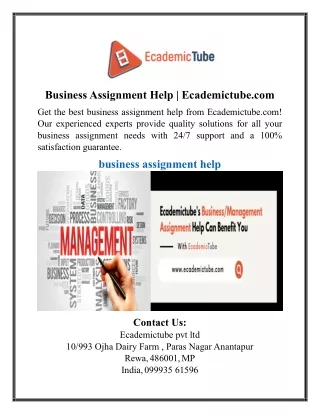 Business Assignment Help | Ecademictube.com