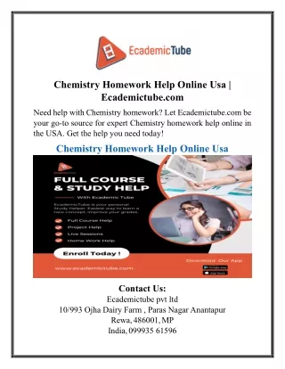 Chemistry Homework Help Online Usa | Ecademictube.com