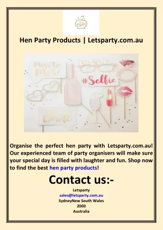 Hen Party Products  Letsparty.com.au