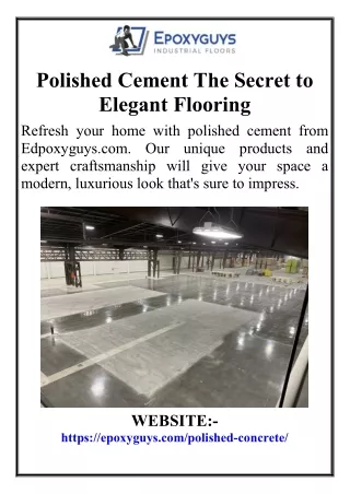 Polished Cement The Secret to Elegant Flooring