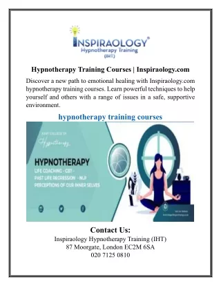 Hypnotherapy Training Courses | Inspiraology.com