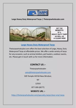 Large Heavy Duty Waterproof Tarps | Thetarpswholesaler.com