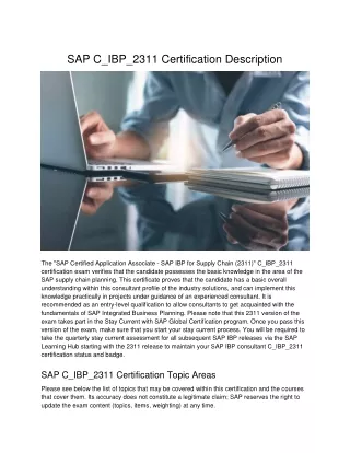 SAP C_IBP_2311 Certification Description