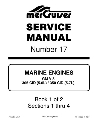 Mercruiser Marine Engines 350 Magnum EFI Tournament Ski Service Repair Manual→OF225157 - OK000000 →1994 - 1996