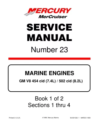 Mercruiser Marine Engines MCM 7.4L MPI Service Repair Manual→0L010003 and up