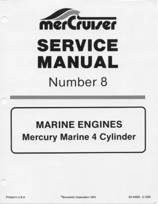 Mercruiser Marine Engines Mercury Marine 4 Cylinder Model MCM 3.7 Litre Alpha One Service Repair Manual→0B774252 and Abo