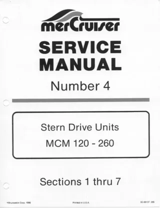 Mercruiser Marine Stern Drive Units MCM 120 Service Repair Manual SN4891650 to 6216686