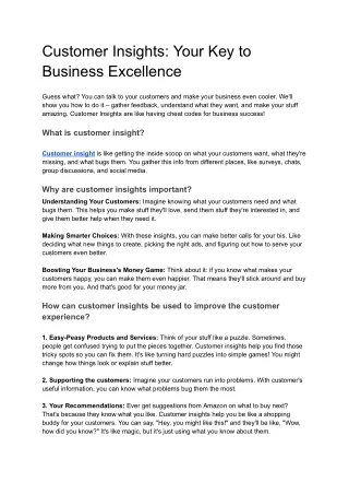 Customer Insights: Your Key to Business Excellence