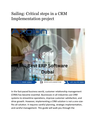 Sailing Critical steps in a CRM Implementation project