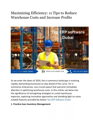 Maximizing Efficiency 11 Tips to Reduce Warehouse Costs and Increase Profits