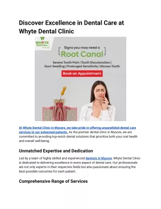 Discover Excellence in Dental Care at Whyte Dental Clinic