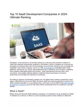 Top 10 SaaS Development Companies in 2024 Ultimate Ranking