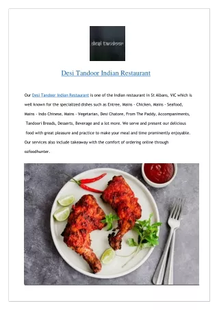 Extra $7 off- Desi Tandoor Indian Restaurant Menu -Order now!!