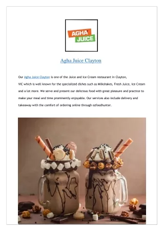 Extra 5% off- Agha Juice Clayton - Order now!!