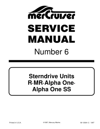 Mercruiser Sterndrive MC Alpha OneAlpha One SS Service Repair Manual SN0A471375 and Above