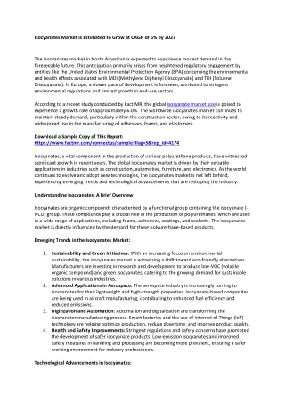 Isocyanates Market - Opportunities, Share, Growth and Competitive Analysis 2027