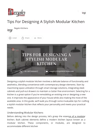 Tips For Designing A Stylish Modular Kitchen