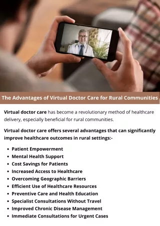 The Advantages of Virtual Doctor Care for Rural Communities