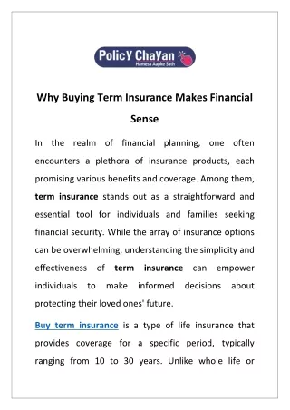 Why Buying Term Insurance Makes Financial Sense