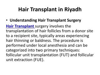 Hair Transplant in Riyadh