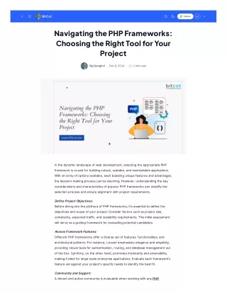 Navigating the PHP Frameworks Choosing the Right Tool for Your Project