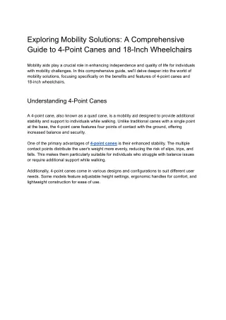 Exploring Mobility Solutions_ A Comprehensive Guide to 4-Point Canes and 18-Inch Wheelchairs