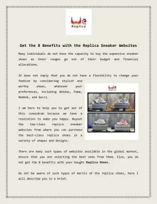 Get the 8 Benefits with the Replica Sneaker Websites