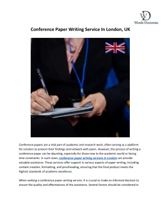 Conference Paper Writing Service In London, UK