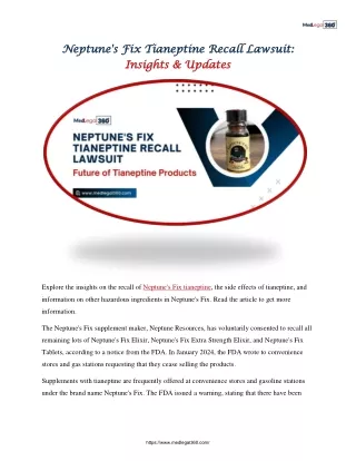 Neptune's Fix Tianeptine Recall Lawsuit: Insights & Updates