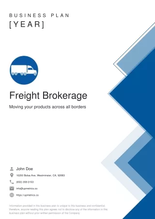 Freight Brokerage Business Plan Example