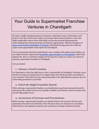 Your Guide to Supermarket Franchise Ventures in Chandigarh