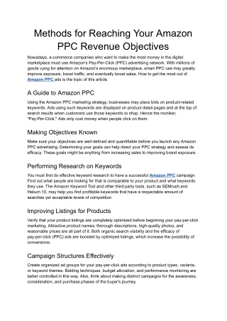 Methods for Reaching Your Amazon PPC Revenue Objectives - Google Docs