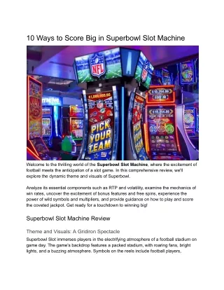 10 Ways to Score Big in Superbowl Slot Machine