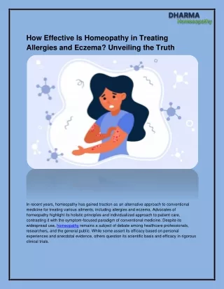 How Effective Is Homeopathy in Treating Allergies and Eczema? Unveiling the Trut