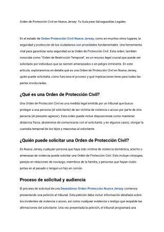 Orden Protección Civil Nueva Jersey