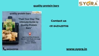 Quality proteins bars ppt