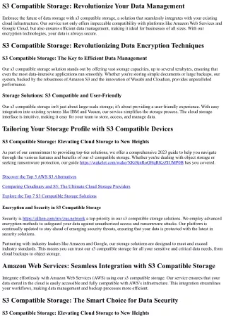 The Ultimate Guide to S3 Compatible Storage and Its Benefits